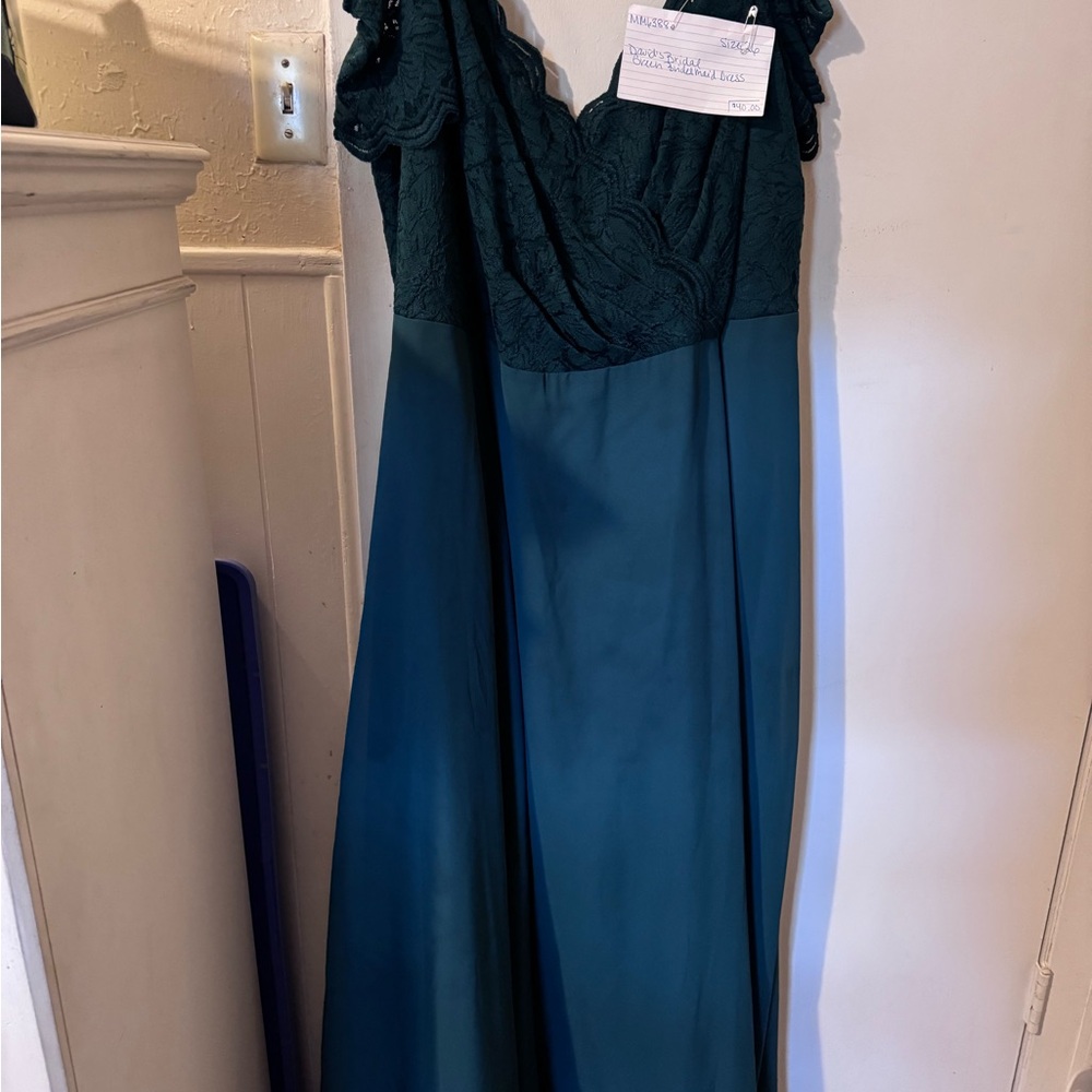 David's Bridal Teal Lace Wedding Dress
